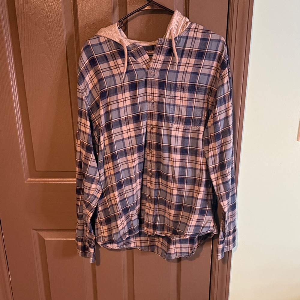 Eddie Bauer Blue Plaid Lightweight Shirt Jacket